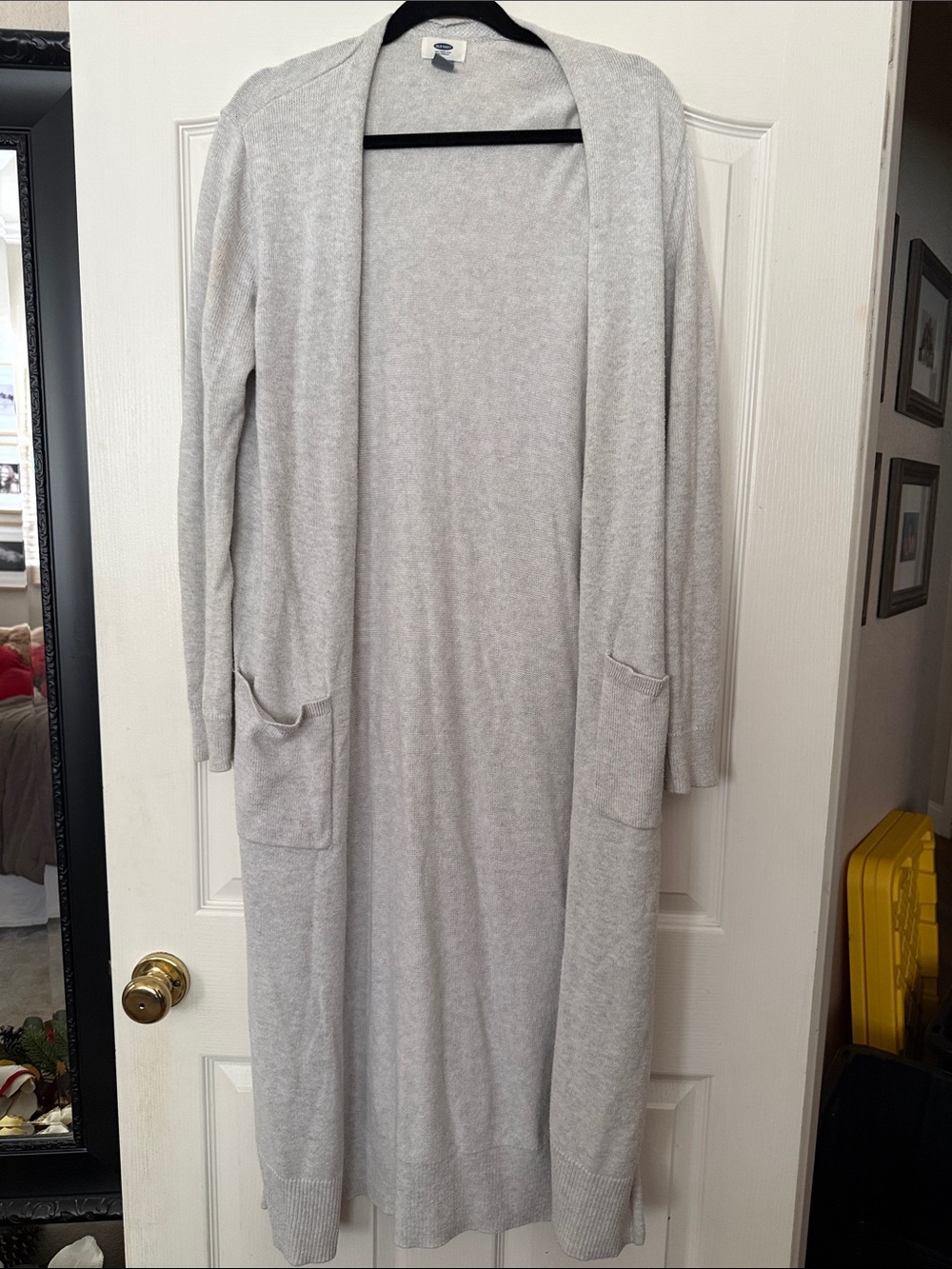 Old Navy Light Gray Open-Front Maxi Cardigan